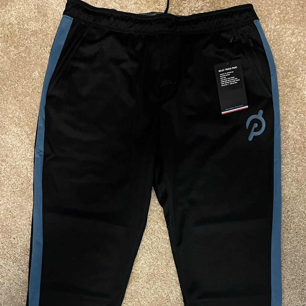 Peloton Black Sweatpants with Slate Blue Side Panels
